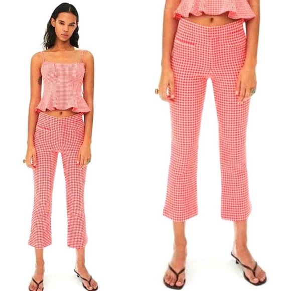 Zara Pants - Zara | Red & White Gingham Mini Flare Pants